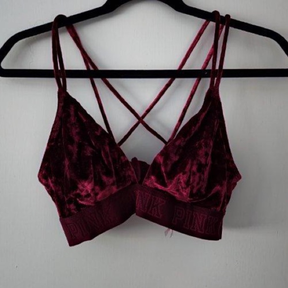 VS PINK Maroon Velvet Bralette